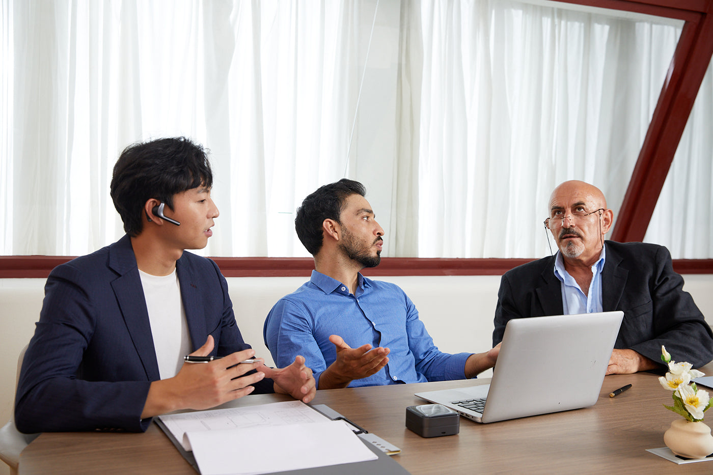 men using W4 Pro listen and play translation