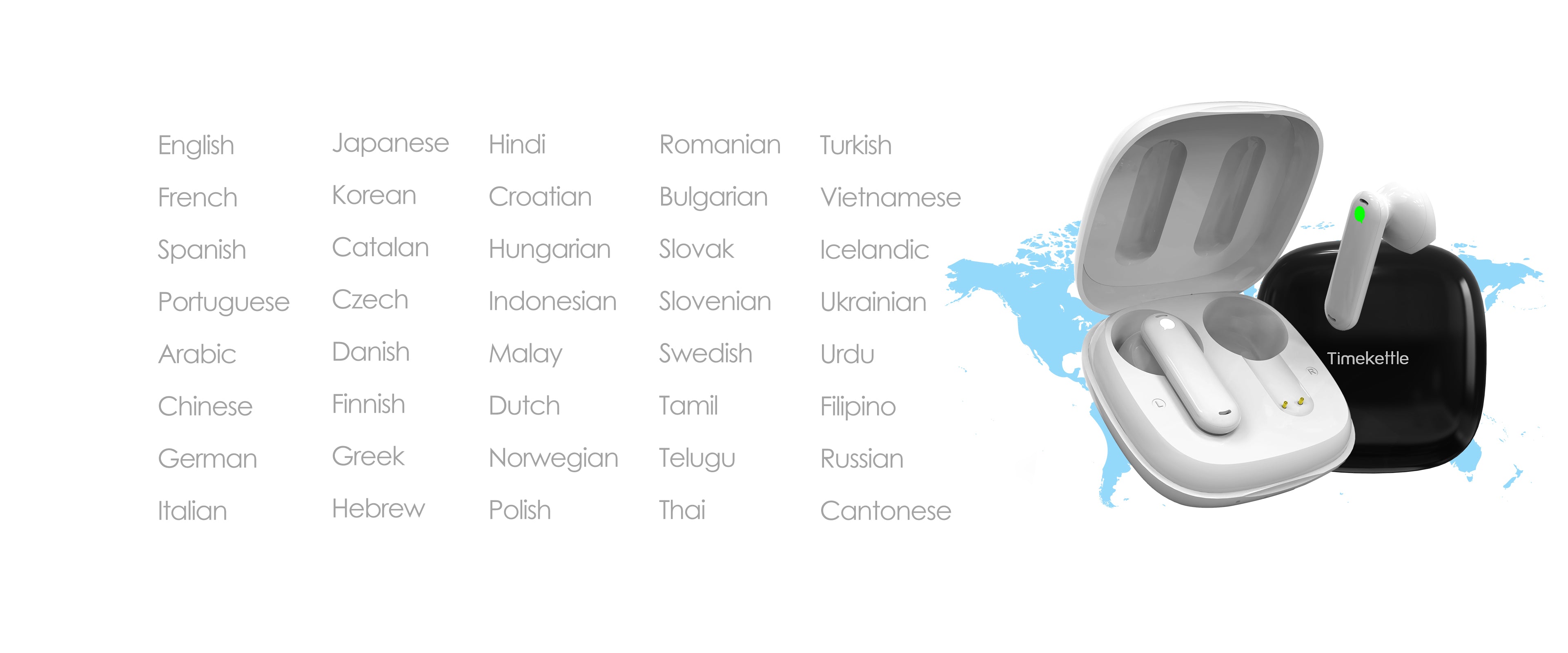 Timekettle WT2 Edge supports 40 languages translation