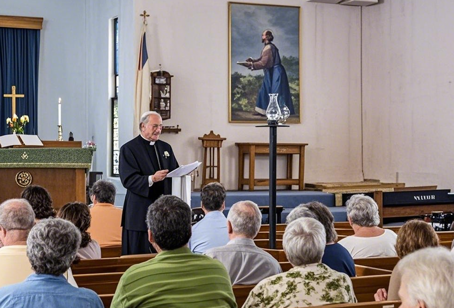 Pastor uses translation equipment to preach in church