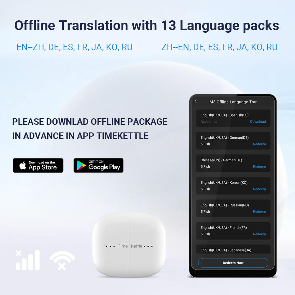 Paquete de auriculares con traductor de idiomas Timekettle M3