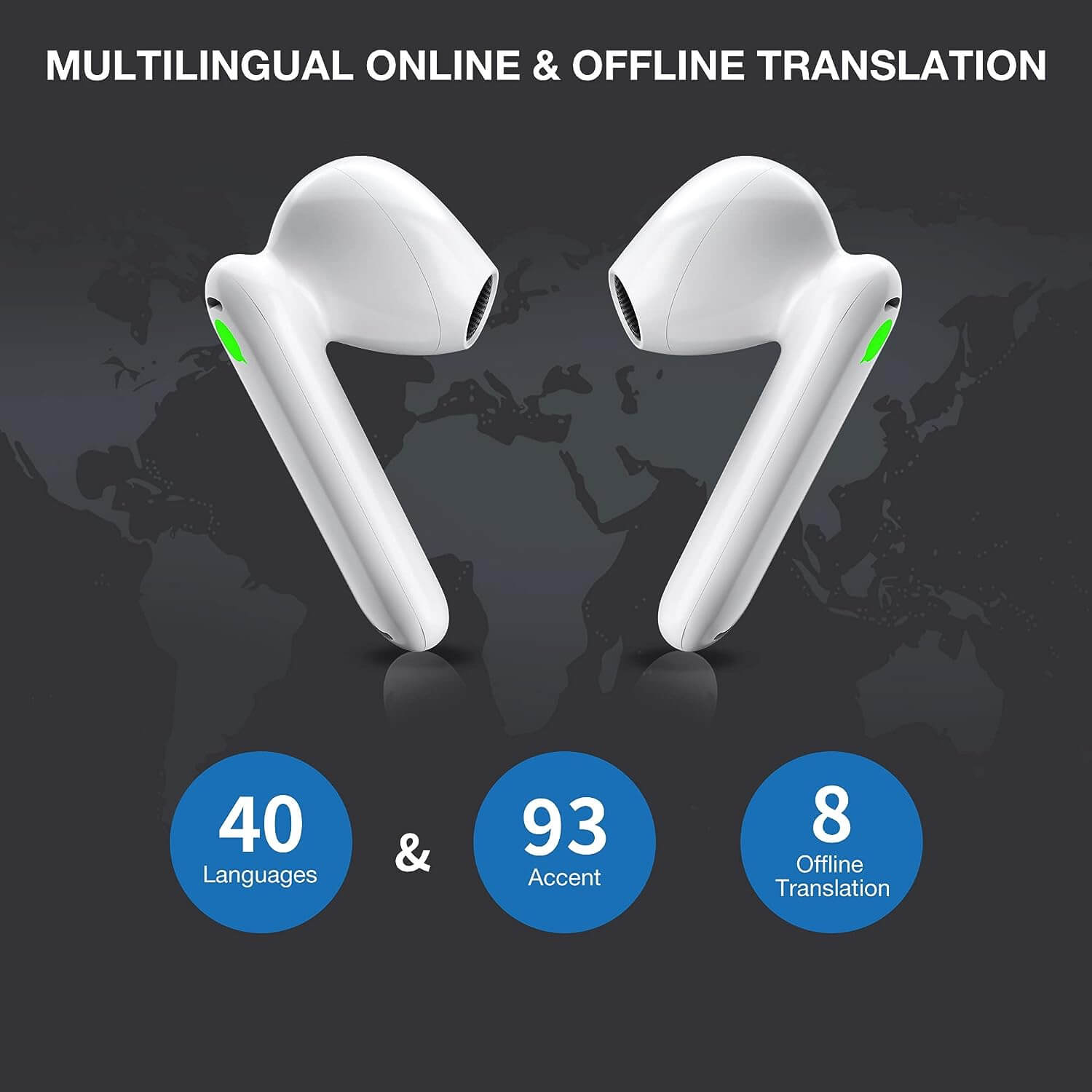Translator Earbuds - Real Time 144 Language Translation, Bluetooth 5.3, IPX5 Waterproof